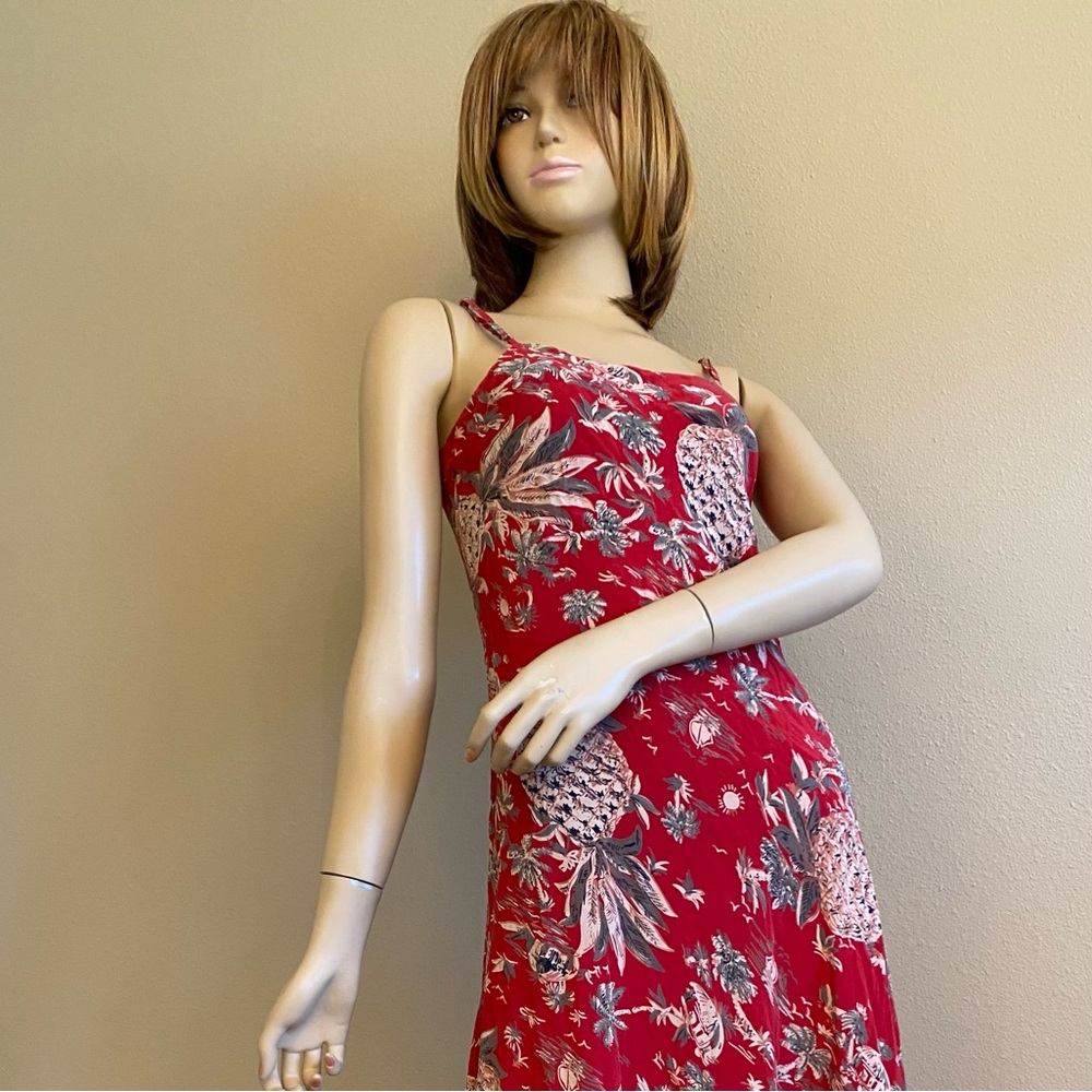 Vintage 50s Iconic Hawaiian Printed Fabric Sun Dress size M Genuine Hawaii made